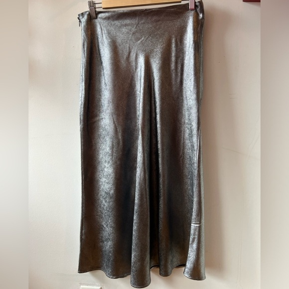 Steve Madden Metallic Gunmetal Midi Skirt NWT S - Picture 1 of 6